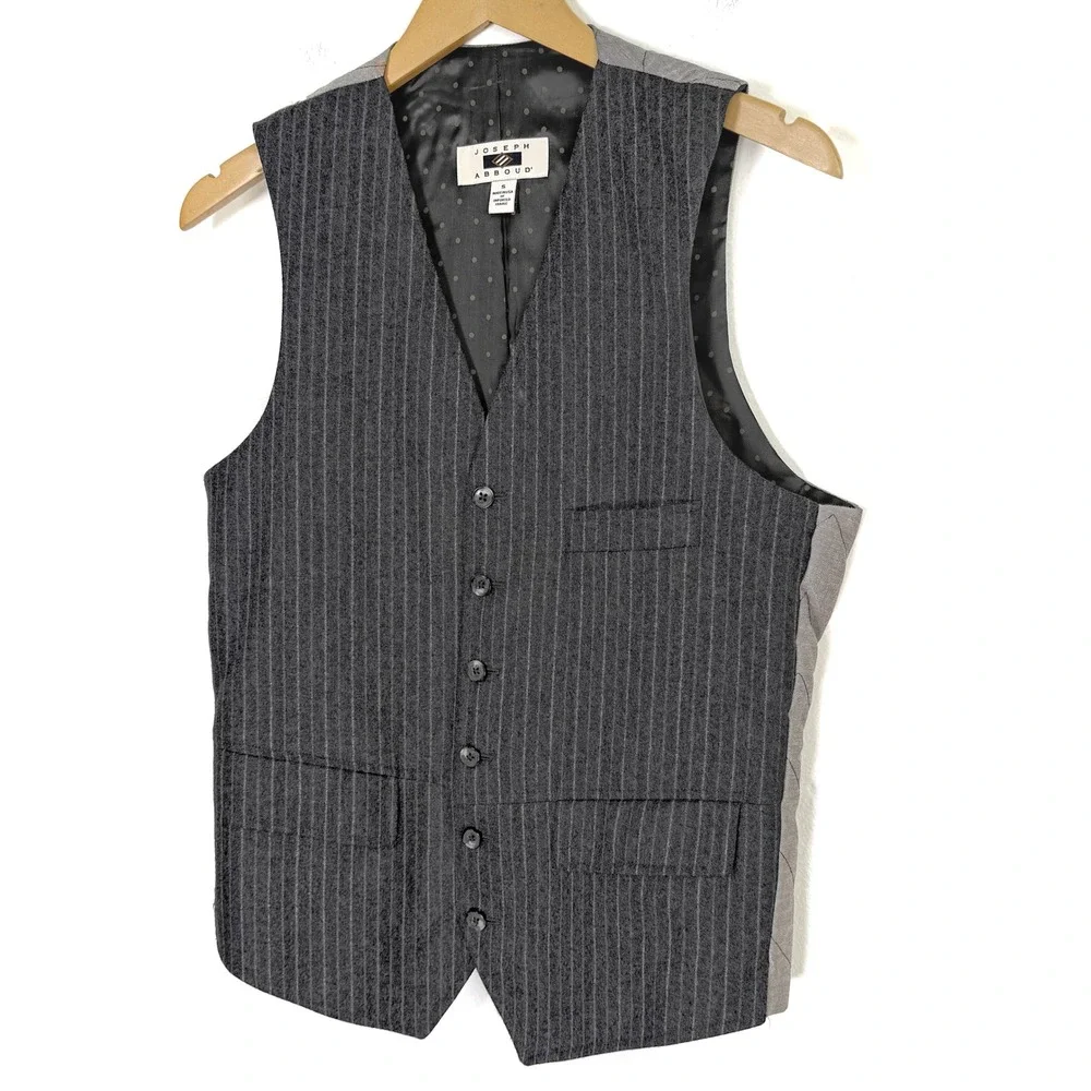 Custom Joseph Abboud Charcoal Pinstripe Vest Limited Edition‎ Signed